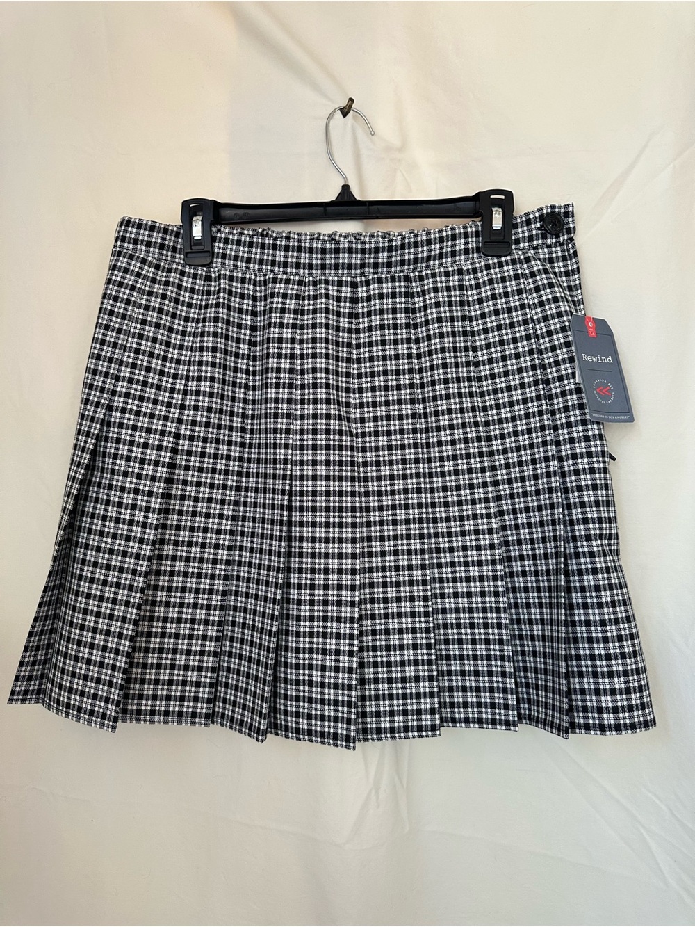 Rewind Black White Plaid Pleated Mini Skirt